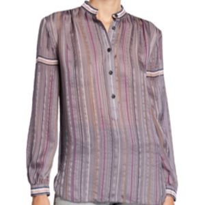 NWT. RAG & BONE Silk. AUSTIN Striped Button Front Shirt. Size XS